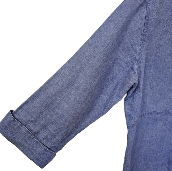 Chico's linen blue 3/4 sleeve button shirt size medium - Picture 4 of 10